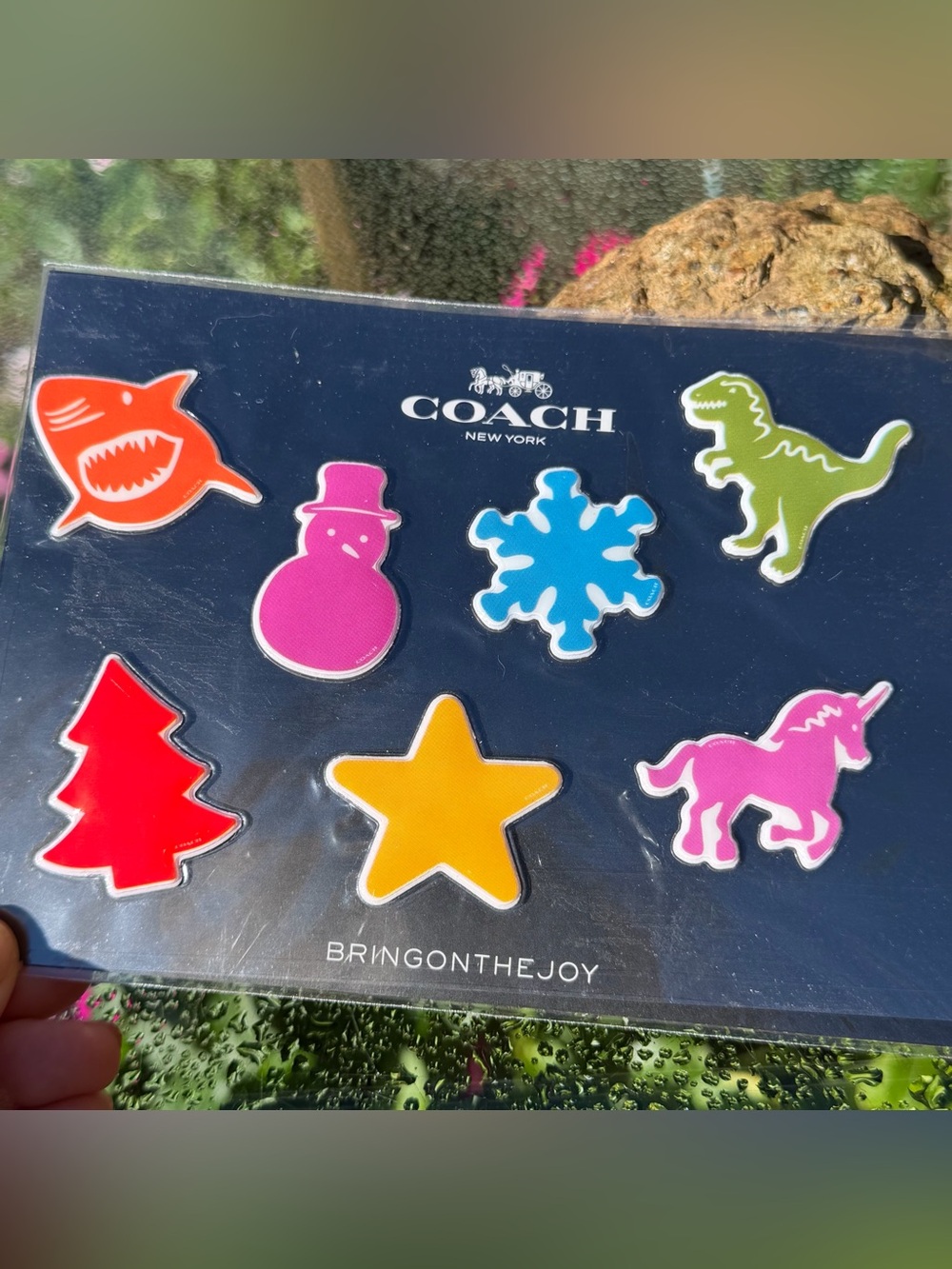 Coach Colorful Sticker Set 7 Pcs Shark Dinosaur Unicorn Snowman Star Christmas - Picture 2 of 7